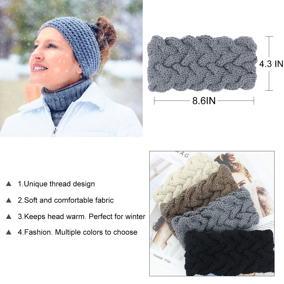 Crochet Knitted  Headband