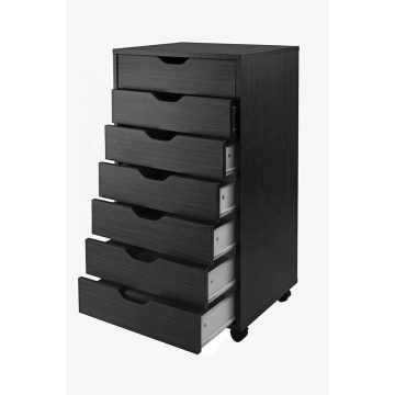 Black Veneer MDF Storage Office File Cabinet
