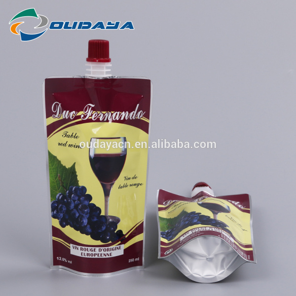250ml red wine Packaging Pouch Bag with spout