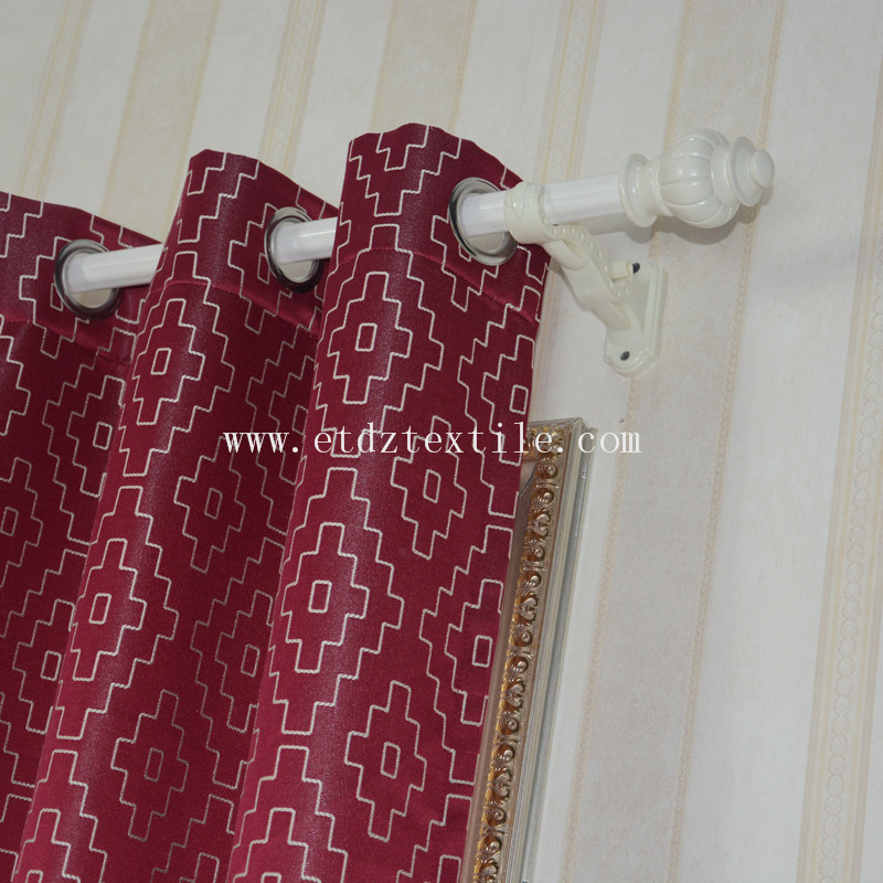 Polyester Embroidery Design of J Curtain Fabric GF026 Red