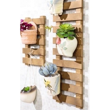 Wooden Indoor Outdoor Garden Planter Flower Pots Stand Wall Hanging Shelves