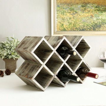 100% wooden shabby wine rack home decor wine shelf