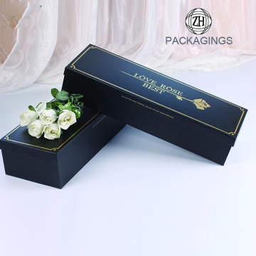 Gold stamping black cardboard flower box