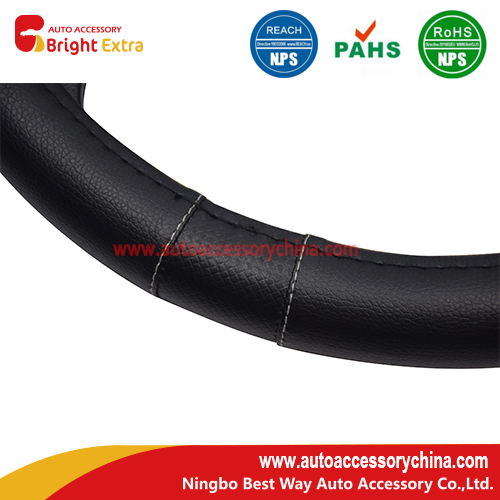 Black Leather Steering Wheel Cover