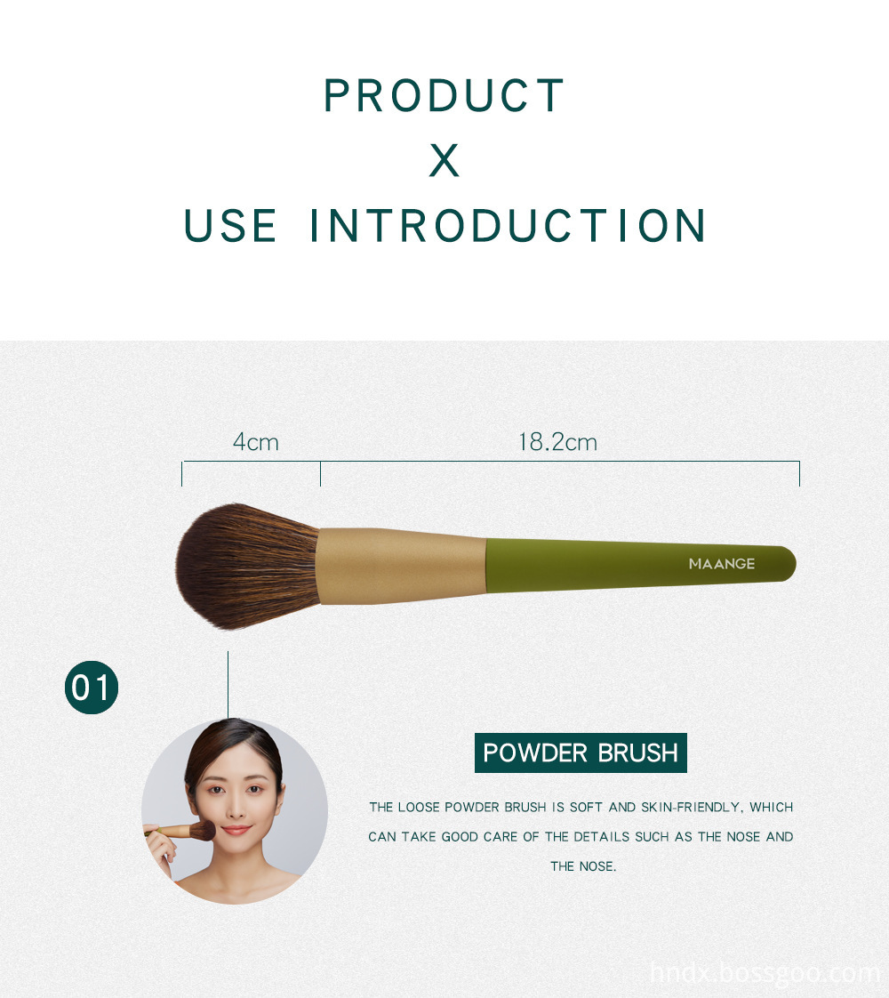 10 Piece Wood Green Makeup Brush Suit 