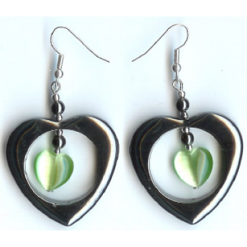 Hematite Earring With 925 Love Silver Hook