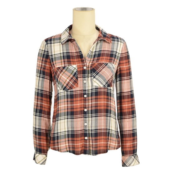 wholesale casual graphic t-shirts quality manufacturer plaid branded custom women shirts