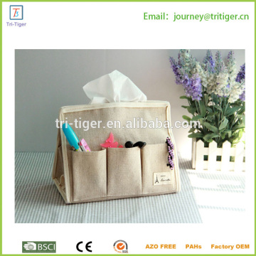 Eco-friend Cotton Blend Linen Multi-fonction Tissue Box Cover Paper Holder Storage Bag