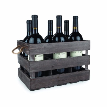 6 Bottle custom screen printing logo pine wine box wooden wine packing gift box