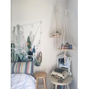 hanging wall shelf Swing Rope Floating Shelf with cotton rope