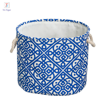 OEM Waterproof jute collapsible laundry basket 100% Cotton foldable waterproof basket storage for laundry