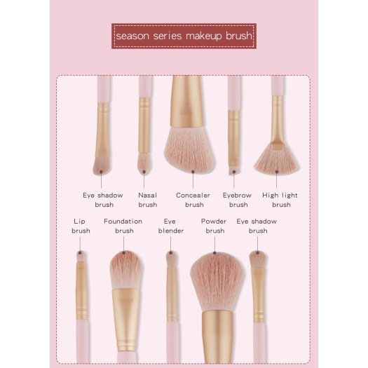 10PCS Pink Synthetic Premium Makeup Brush SET OEM