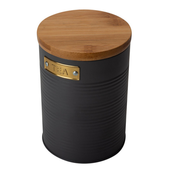 Round bamboo lid canister Grey