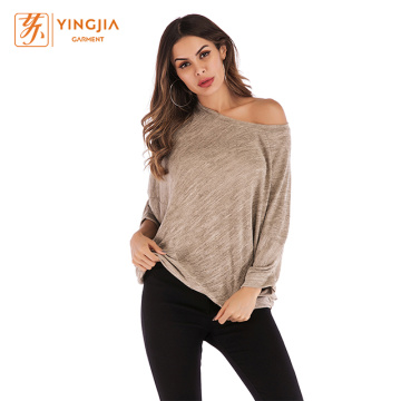 Women's Plus Size Bat Sleeve Round-neck T-shirt