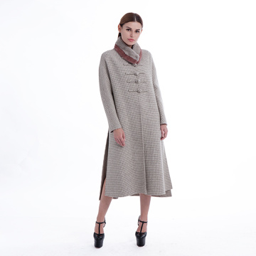 Retro-style cashmere overcoat with erect collar