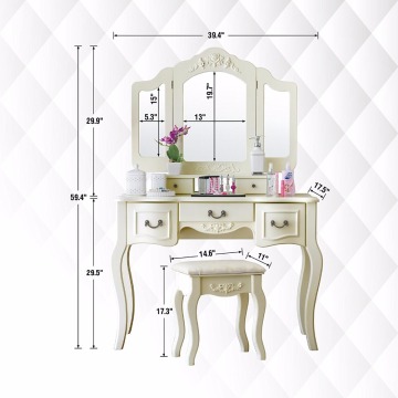 Cosmetics Dressing Table with drawers and stool Wooden Furniture