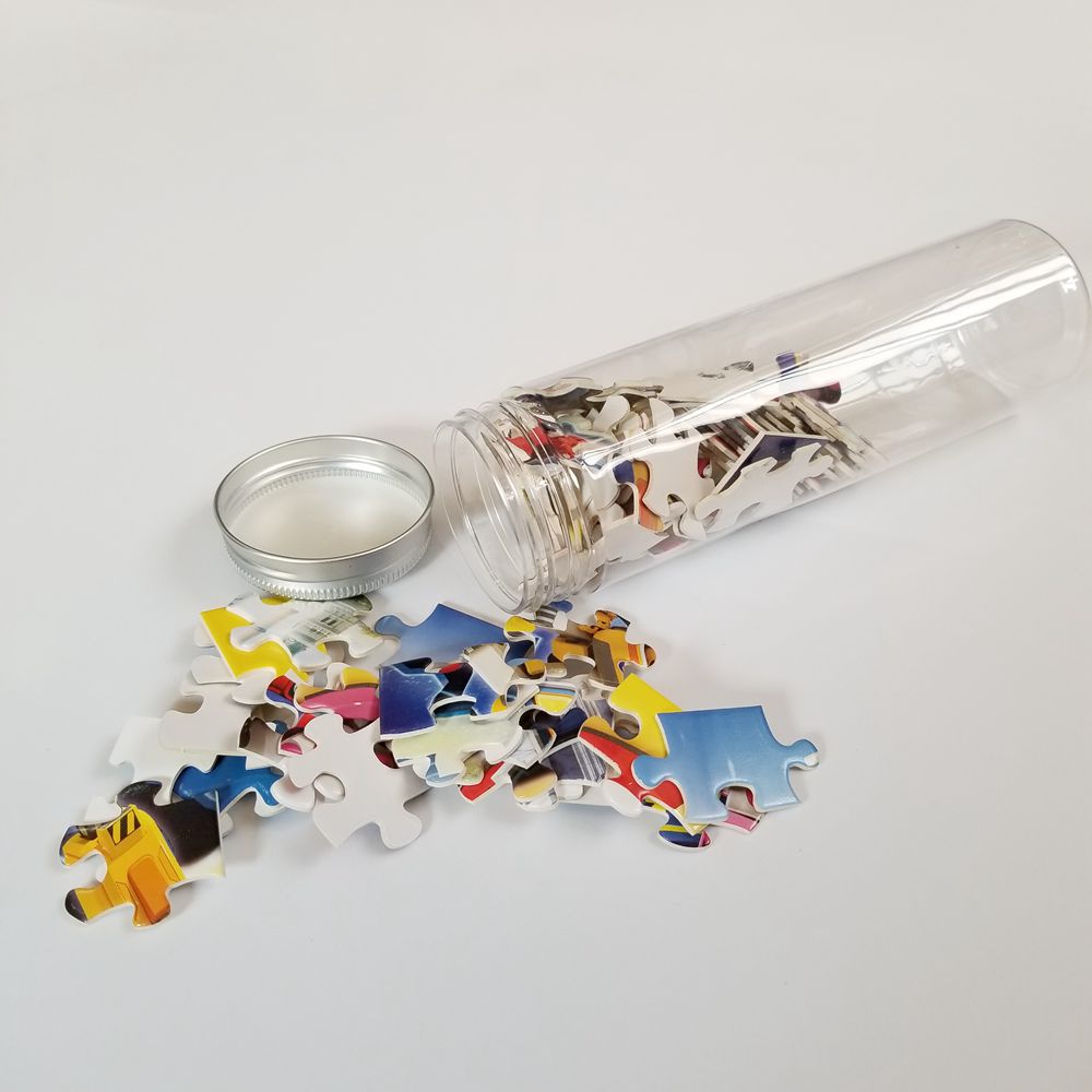 mini paper jigsaw puzzle in plastic tube