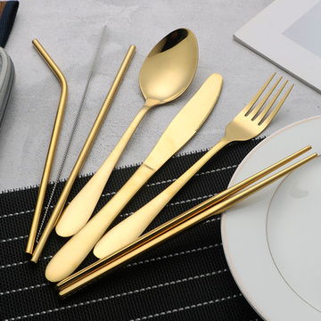 Metal Straw Spoon Fork Knife Steel Cutlery