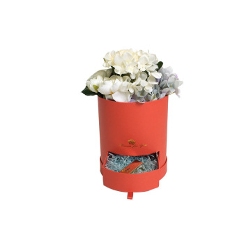 Round luxury flower hat box with drawer