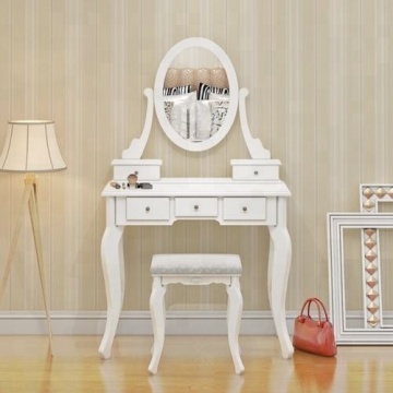 Wooden Dressing Table Make Up Desk with Stool
