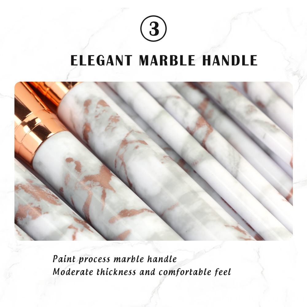 15 Pcs Marble Makeup Brush Set 5