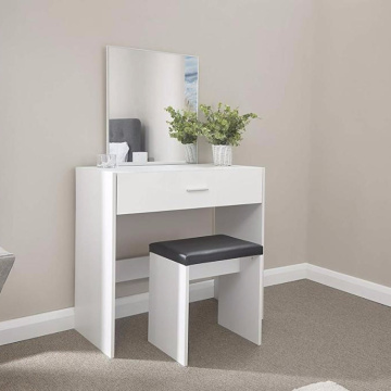 High Gloss Dressing Table & Stool Set with Mirror