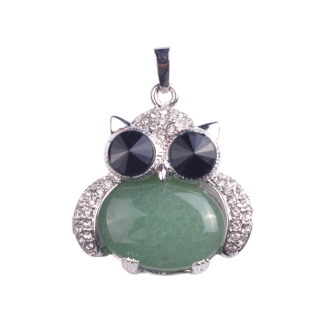 Newest Green Owl Shaped Silver Pendant Necklace for Women Jewelries Gift
