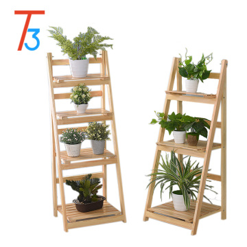 Tri-tiger floating shelves wooden flower rack