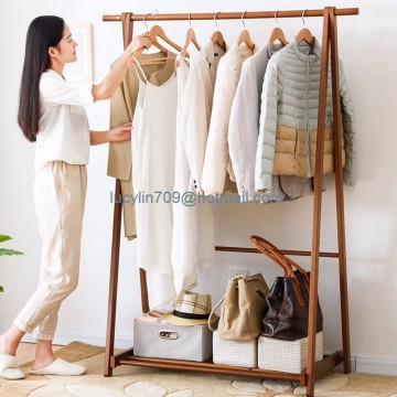 Wooden stand clothes hanger rack