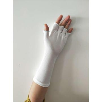White Nylon Fingerless Long wristed Gloves