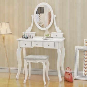 Wooden Dressing Table Make Up Desk with Stool