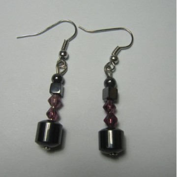 Hematite Earring with silver color finding