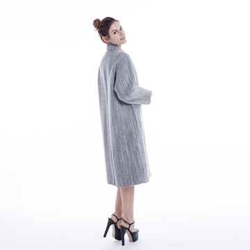 Fashionable light grey cashmere overcoat