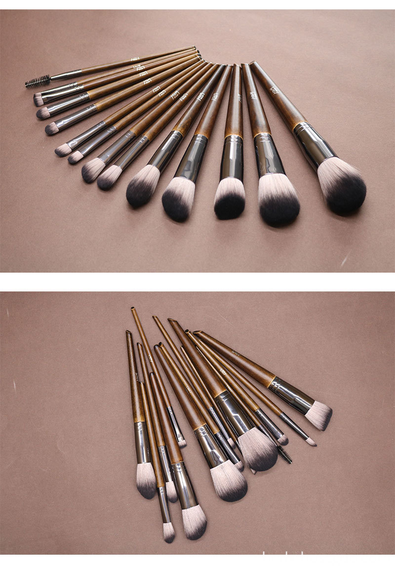 14Pcs Premium Solid Wood Makeup Brush Set