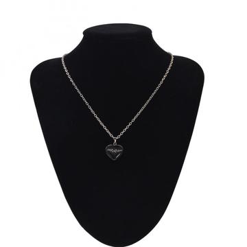 Black Onyx Heart Pendant necklace 45cm Chain