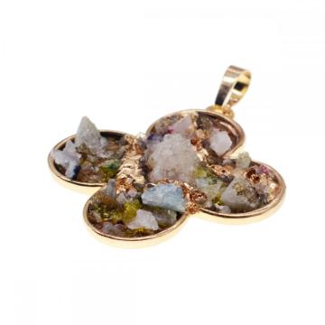 Natural Drusy Crystal Gemstone Women Pendant Necklace
