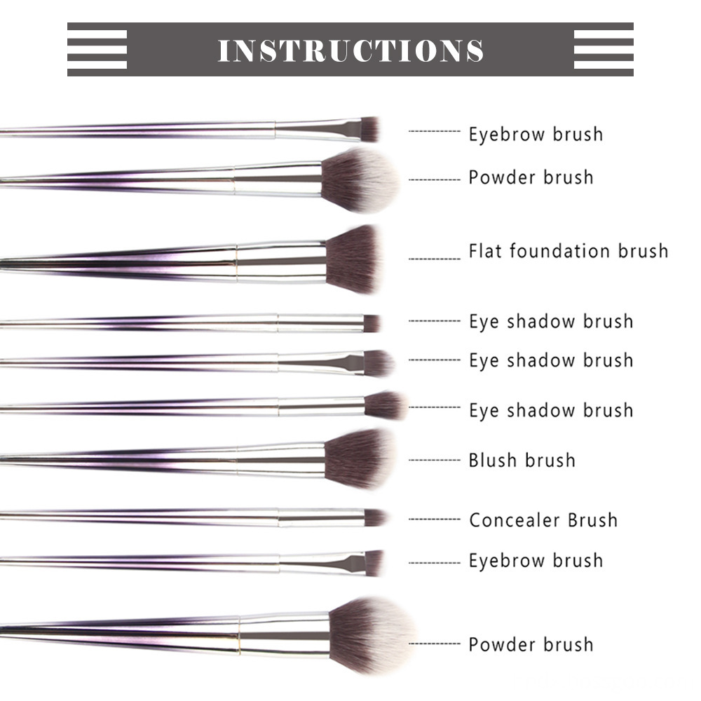 10 Pcs Graduated Color Makeup Brushes  9