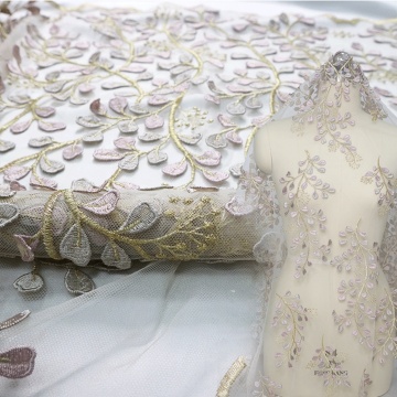 Fuchsia Nigerian Lace Fabric for Wedding Dress