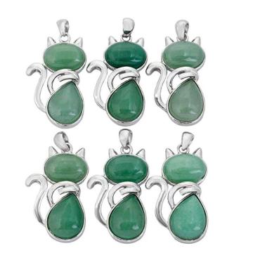 tone Pendant Cat Healing Crystal Necklace Animal Energy Chakra Amulet Handmade Jewelry for Women