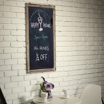 35-Inch Wall-Mounted Chalkboard, Vertical  Horizontal Hanging Torched Wood Frame Message Board