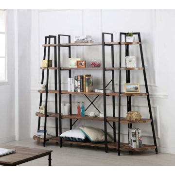Furniture 5 Shelf Industrial Corner Bookcase and Shelf A-Shaped Display Corner Storage Rack Bookshelf-70-Inch