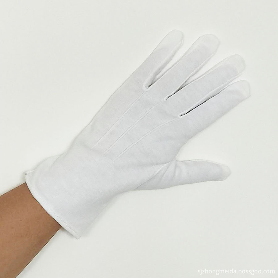 White Cotton Snap Gloves For Police