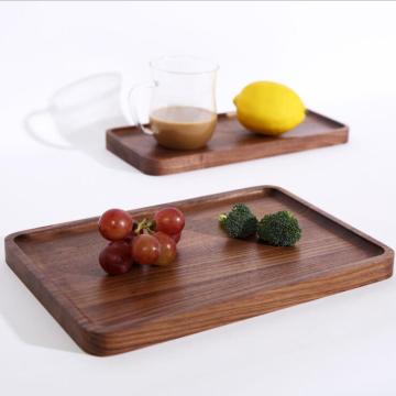 Rectangular Walnut Wood Coffee Serving Tray Food Wooden Trays