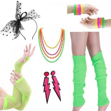 Leg Warmers Fishnet Gloves Neon Earrings Bracelet