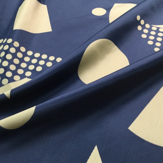Blue Geometric Pattern Brocade Jacquard Fabric