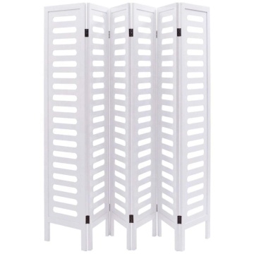 Wooden Privacy Screen Double Sided Freestanding White 6 Panel Folding Room Divider