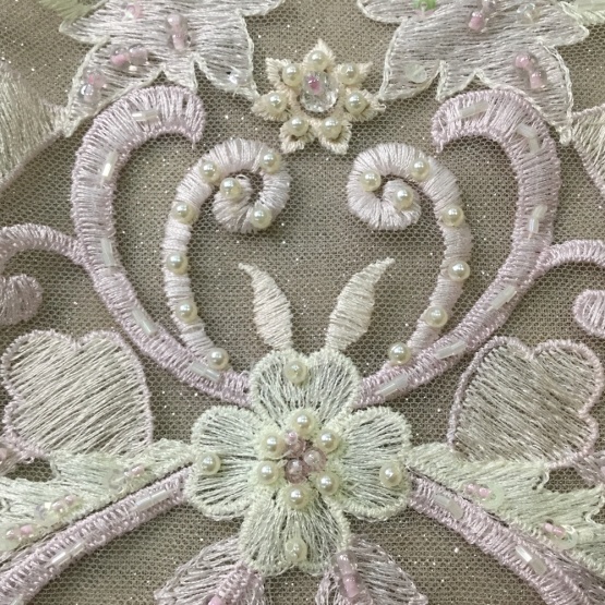 High Quality Handmade Embroidery Wedding Beaded Fabric