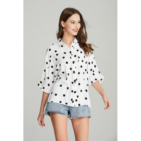 hot sale summer ladies printed dots blouse