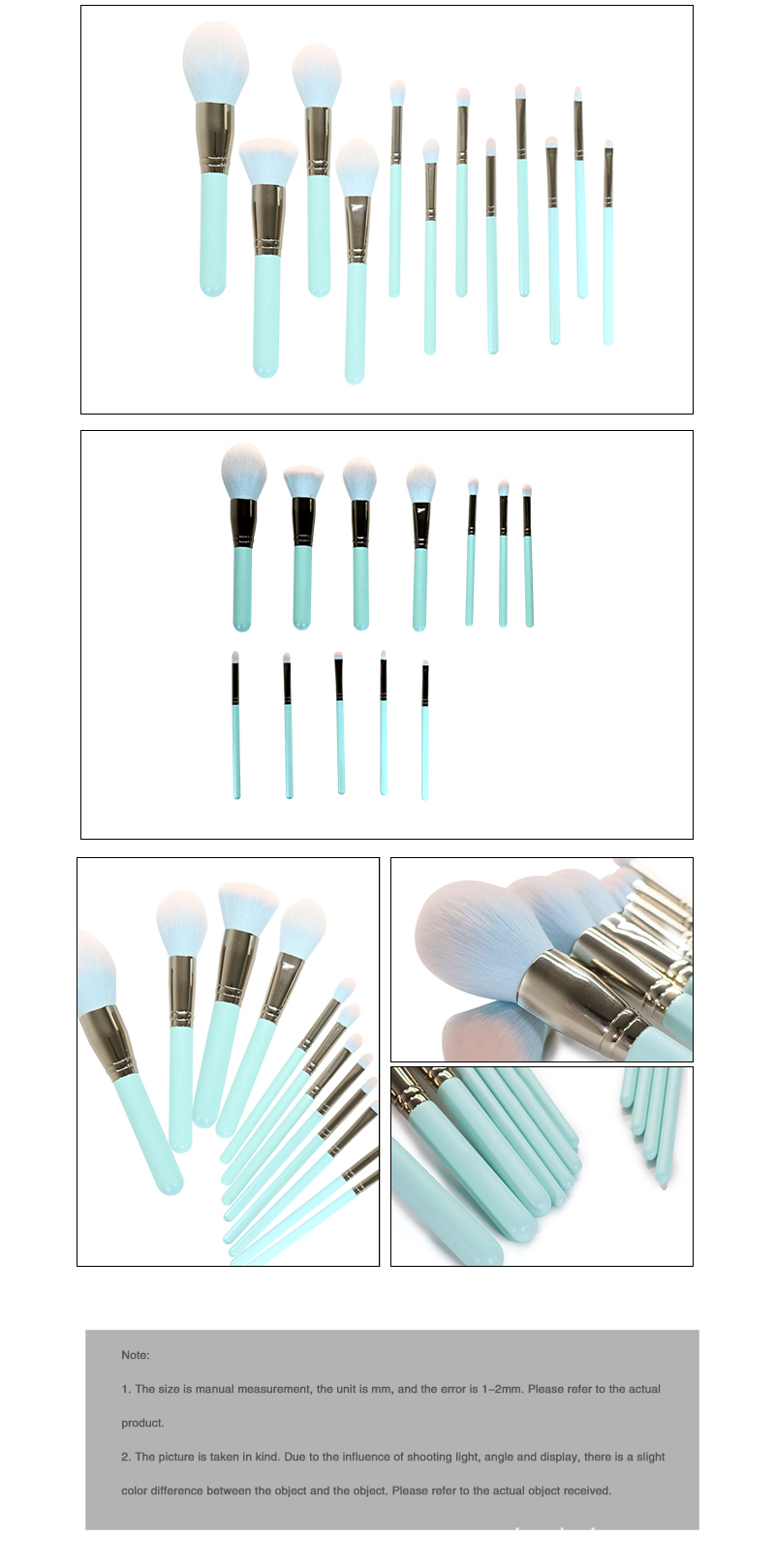 12 Piece Green Makeup Brushes Set 8
