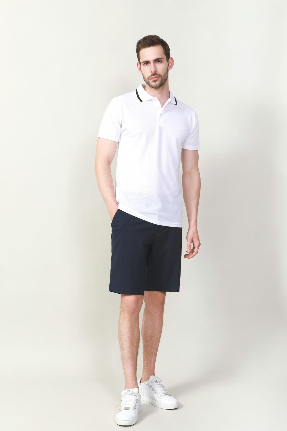 SLIT FIT WHITE POLO IN COTTON POLY FABRIC 